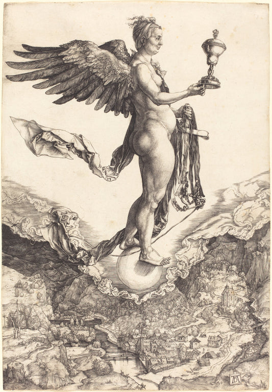 Nemesis (The Great Fortune) by Albrecht Dürer (German, 1471 - 1528), 16X12"(A3)Poster Print
