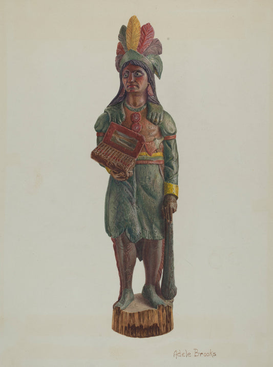 Cigar Store Indian by Adele Brooks (American, active c. 1935), 16X12"(A3)Poster Print