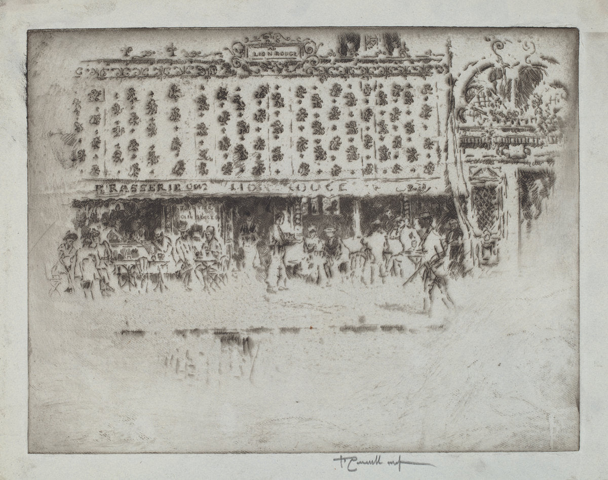 Brasserie, Au Lion Rouge by Joseph Pennell (American, 1857 - 1926), 16X12"(A3)Poster Print