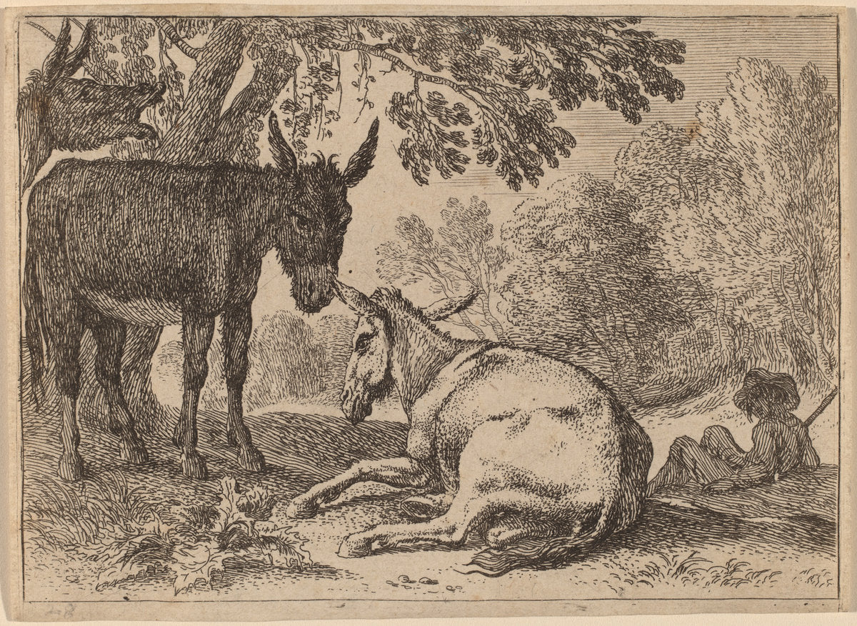 Donkeys by Herman van Swanevelt (Dutch, c. 1600 - 1655), 16X12"(A3)Poster Print