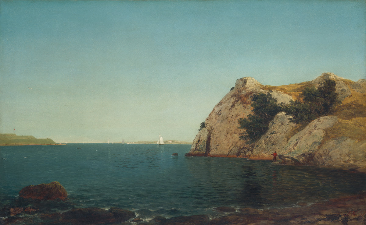 Beacon Rock, Newport Harbor by John Frederick Kensett (American, 1816 - 1872), 16X12"(A3)Poster Print