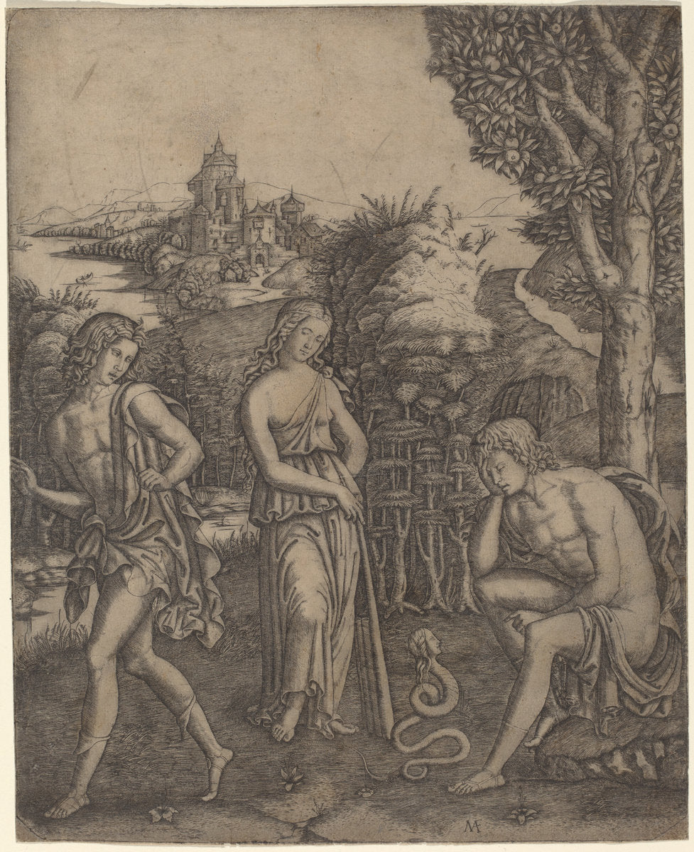 Serpent Speaking to a Young Man by Marcantonio Raimondi (Italian, c. 1480 - c. 1534), 16X12"(A3)Poster Print