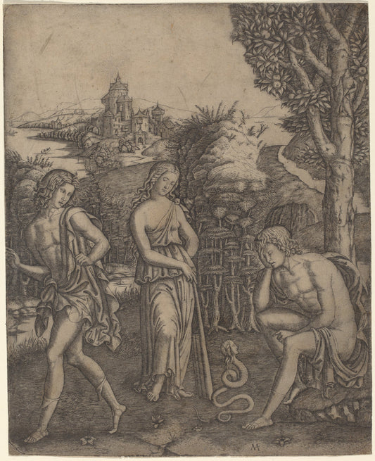 Serpent Speaking to a Young Man by Marcantonio Raimondi (Italian, c. 1480 - c. 1534), 16X12"(A3)Poster Print