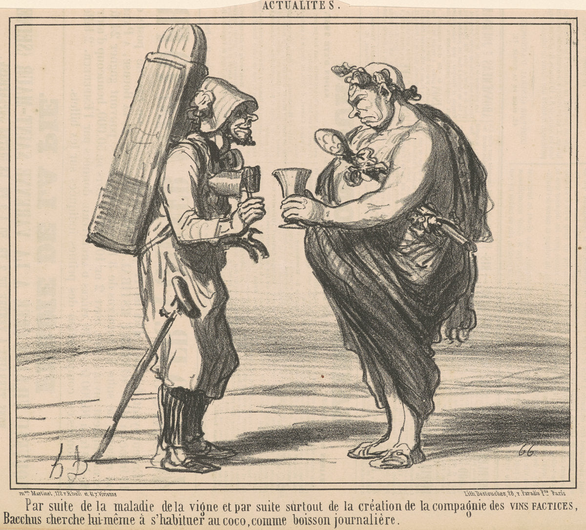 Par suite de la maladie de la vigne by Honoré Daumier (French, 1808 - 1879), 16X12"(A3)Poster Print