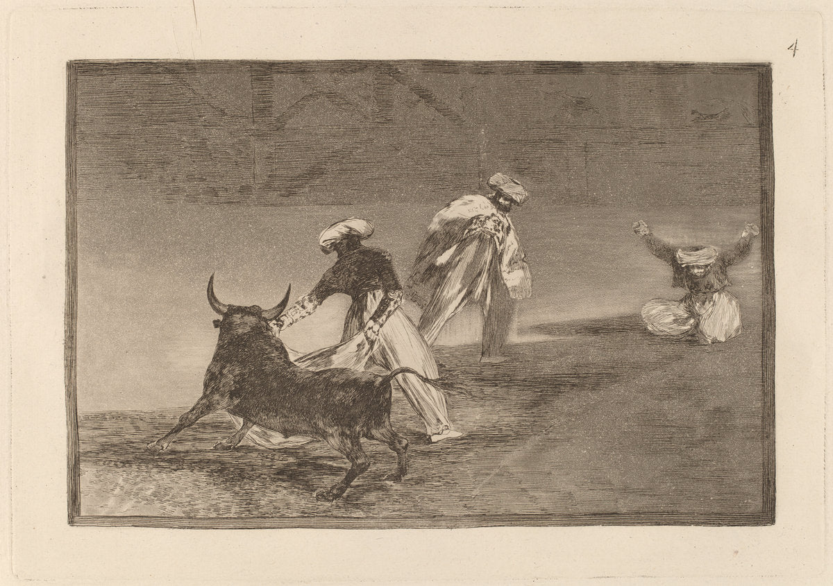 Capean otro encerrado  (They Play Another with the Cape in an Enclosure) by Francisco de Goya (Spanish, 1746 - 1828), 16X12"(A3)Poster Print