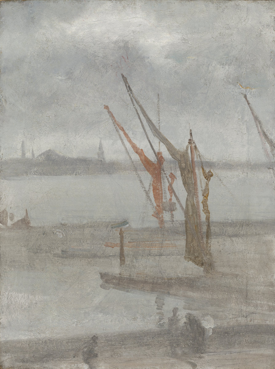 Grey and Silver: Chelsea Wharf by James McNeill Whistler (American, 1834 - 1903), 16X12"(A3)Poster Print