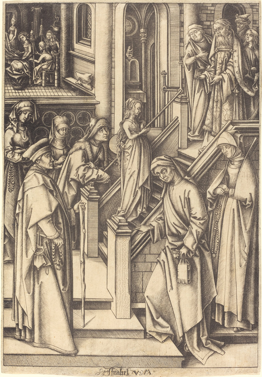 The Presentation of the Virgin by Israhel van Meckenem after Hans Holbein the Elder (German, c. 1445 - 1503), 16X12"(A3)Poster Print