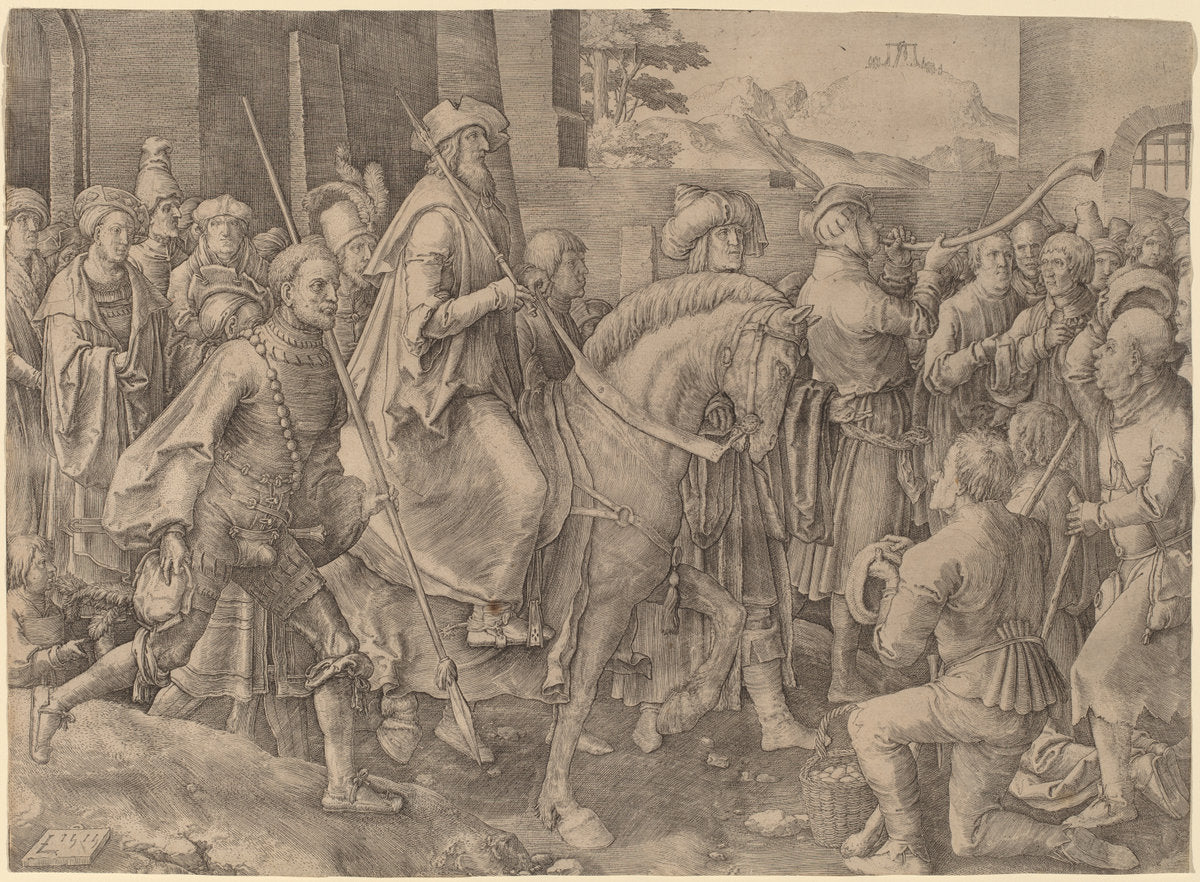 The Triumph of Mordecai by Lucas van Leyden (Netherlandish, 1489/1494 - 1533), 16X12"(A3)Poster Print