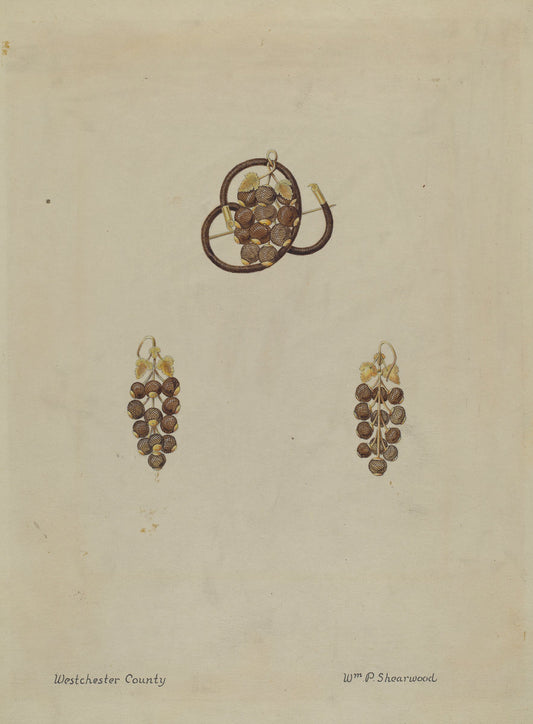 Hair Brooch and Earrings by William P. Shearwood (American, active c. 1935), 16X12"(A3)Poster Print