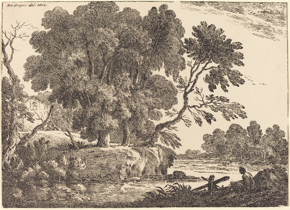 Landscape with Group of Trees Surrounded by Water by Richard Cooper II (British, 1740 - after 1814), 16X12"(A3)Poster Print
