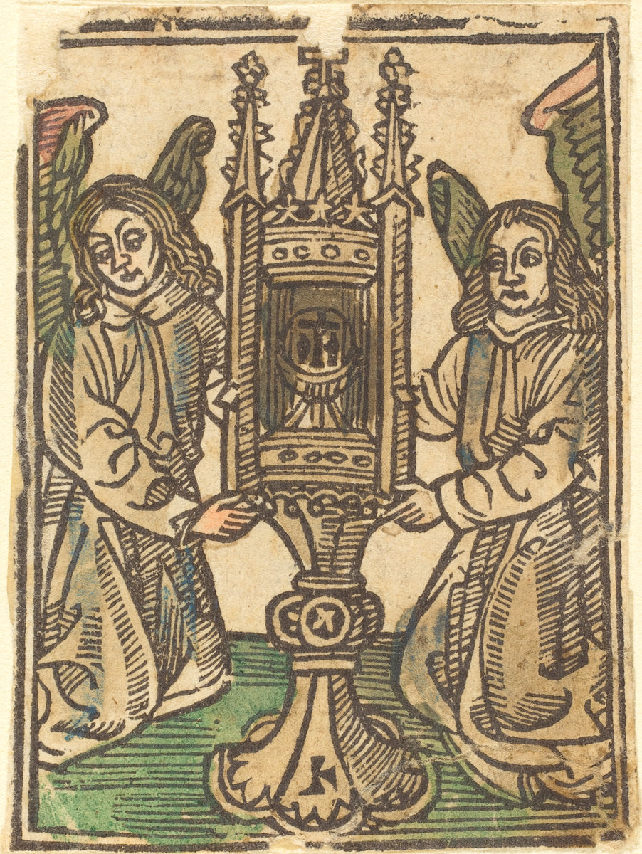 1495/1500 by German 15th Century (A Monstrance Held by Two Angels), 16X12"(A3)Poster Print