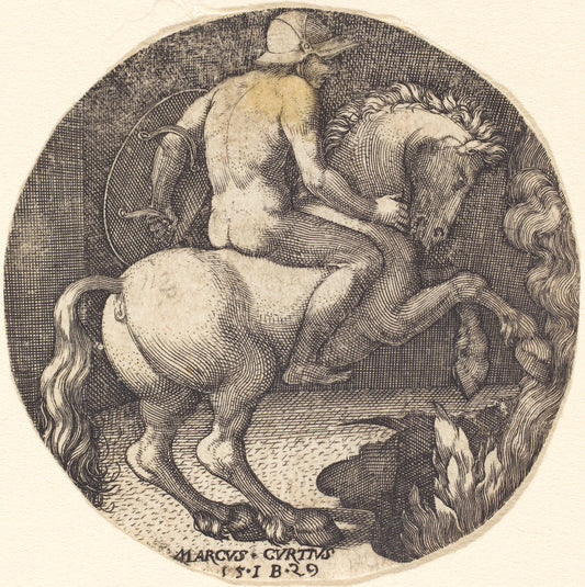 Marcus Curtius by Master IB (German, active c. 1523/1530), 16X12"(A3)Poster Print