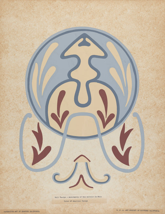 1935/1942 by American 20th Century (Asistencia of San Antonio de Pala Wall Design from the portfolio of "Decorative Art of Spanish California"), 16X12"(A3)Poster Print