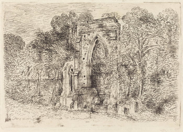 The Ruins of Netley Abbey by John Constable (British, 1776 - 1837), 16X12