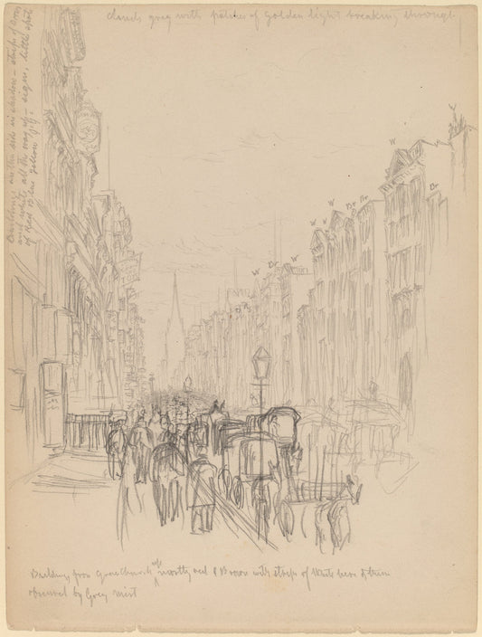 Fifth Avenue Building from Grace Church by Henry Farrer (American, 1843 - 1903), 16X12"(A3)Poster Print