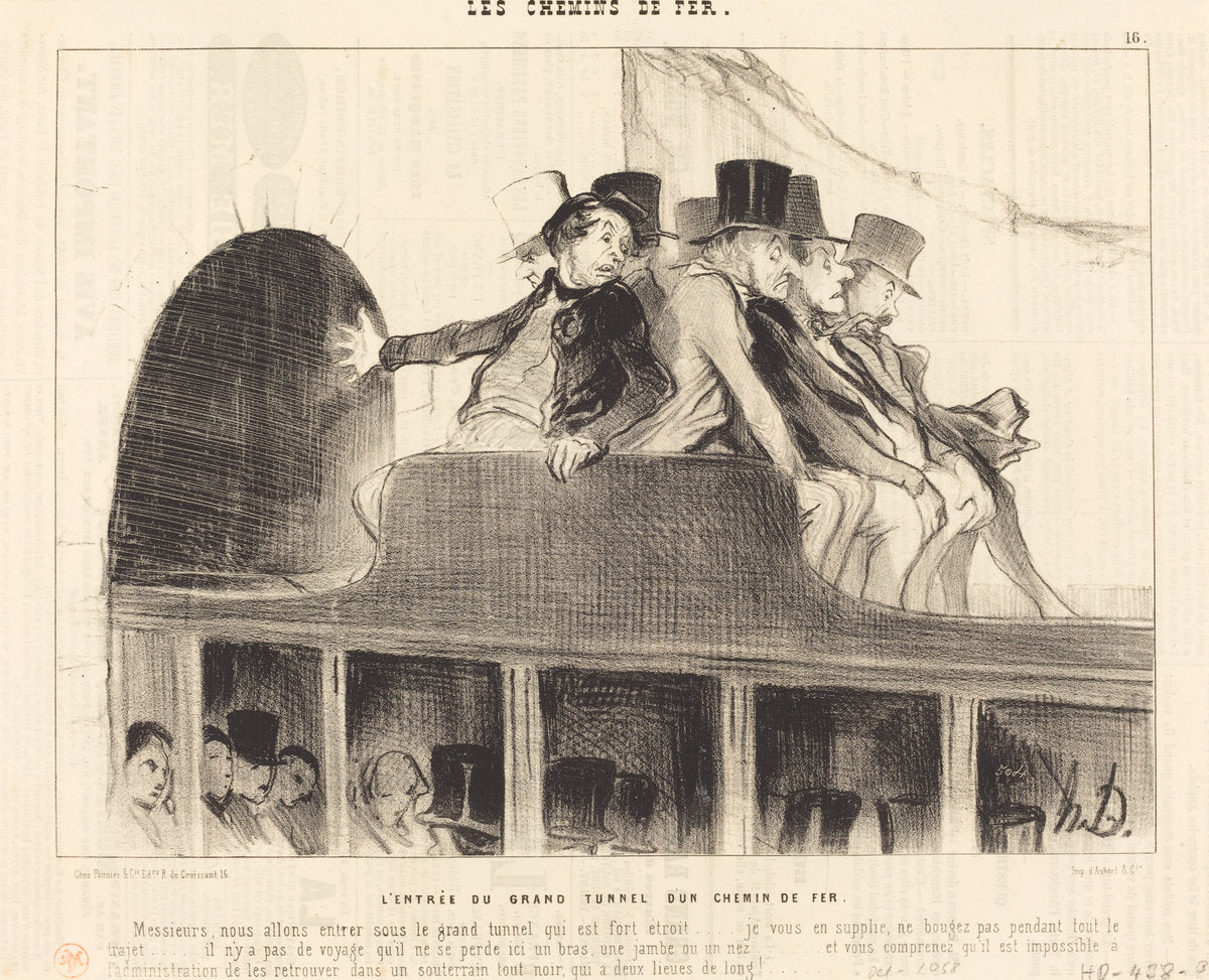 L'Entrée du Grand tunnel d'un chemin de fer by Honoré Daumier (French, 1808 - 1879), 16X12"(A3)Poster Print