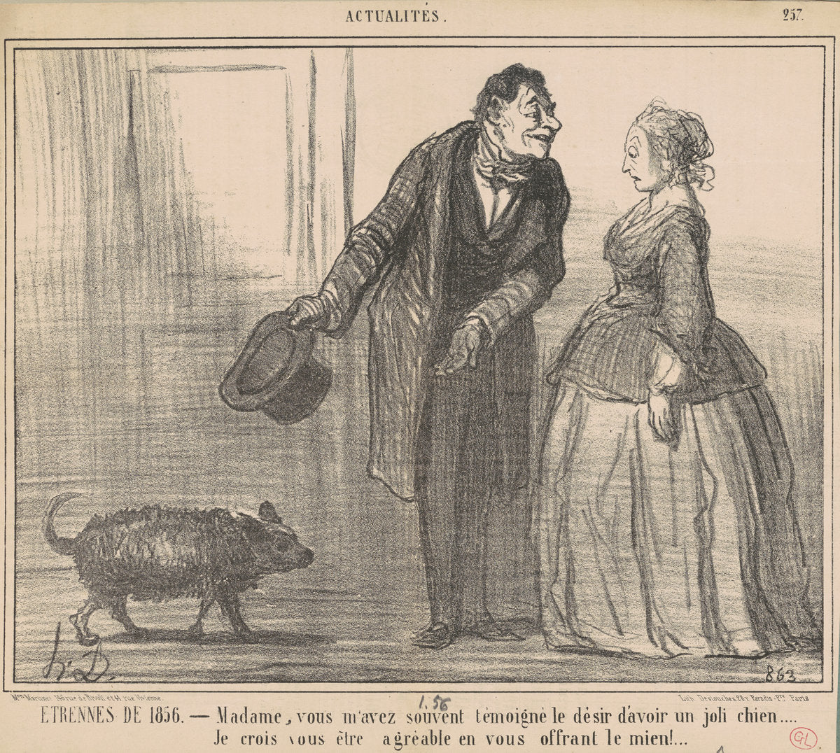 Etrennes de 1856 ... by Honoré Daumier (French, 1808 - 1879), 16X12"(A3)Poster Print