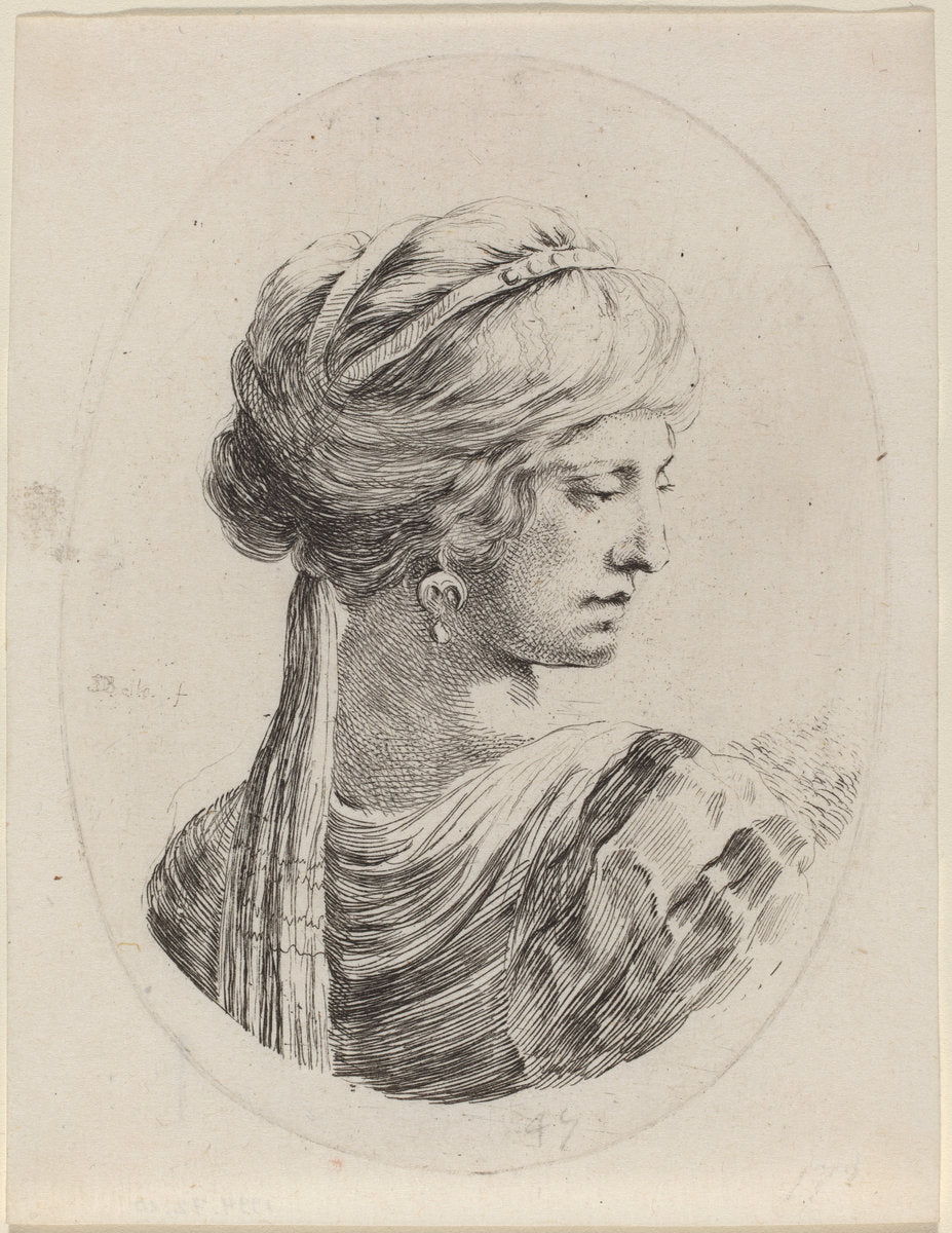 Sultaness in a Veiled Turban, Seen from Behind by Stefano Della Bella (Italian, 1610 - 1664), 16X12"(A3)Poster Print