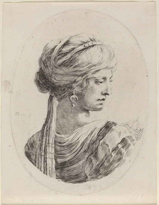 Sultaness in a Veiled Turban, Seen from Behind by Stefano Della Bella (Italian, 1610 - 1664), 16X12"(A3)Poster Print