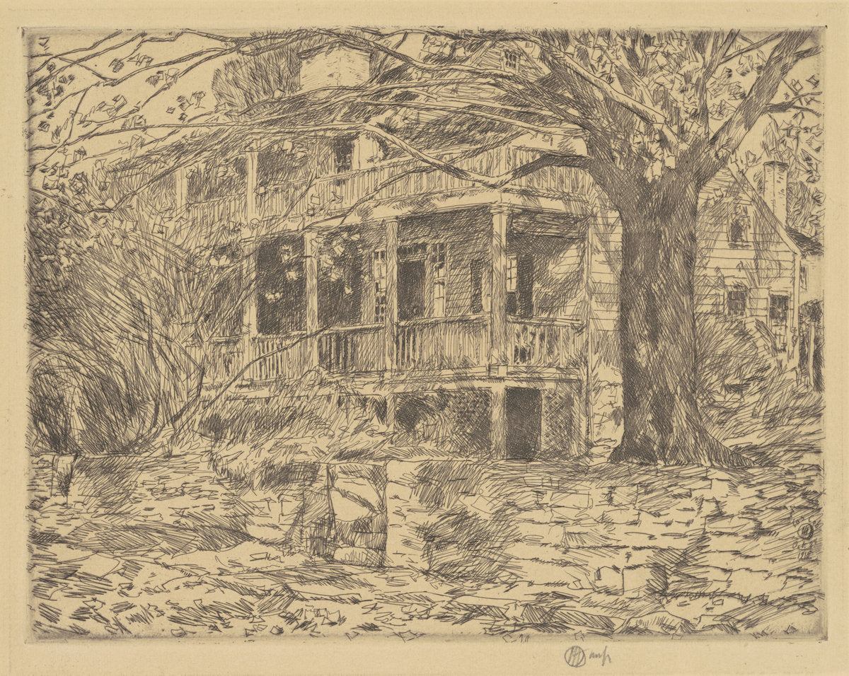 The Old House, Cos Cob by Childe Hassam (American, 1859 - 1935), 16X12"(A3)Poster Print