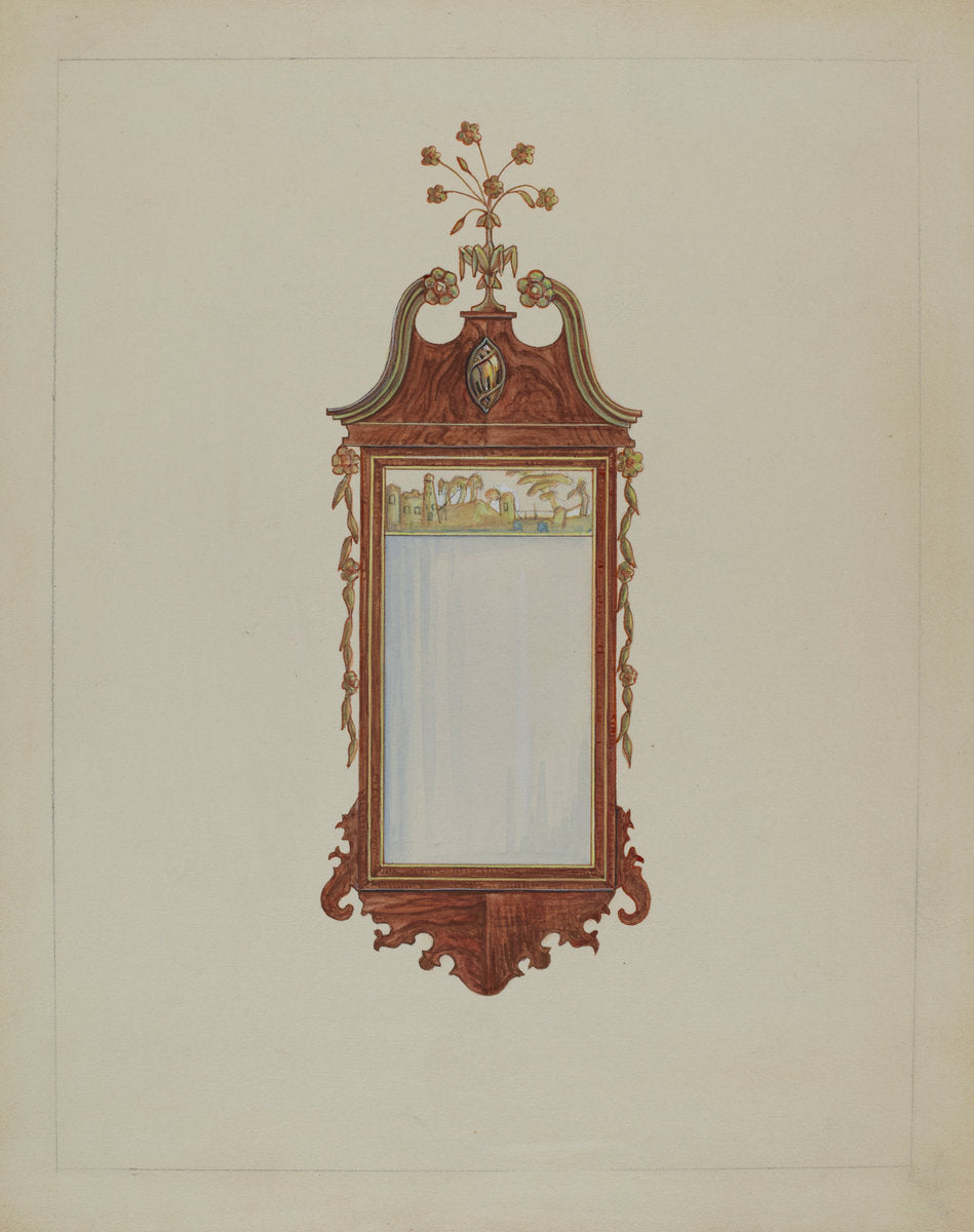 Hepplewhite Mirror by Nicholas Gorid (American, active c. 1935), 16X12"(A3)Poster Print