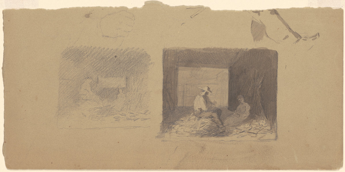 Studies of Farmers Shucking Corn by Enoch Wood Perry, Jr. (American, 1831 - 1915), 16X12"(A3)Poster Print