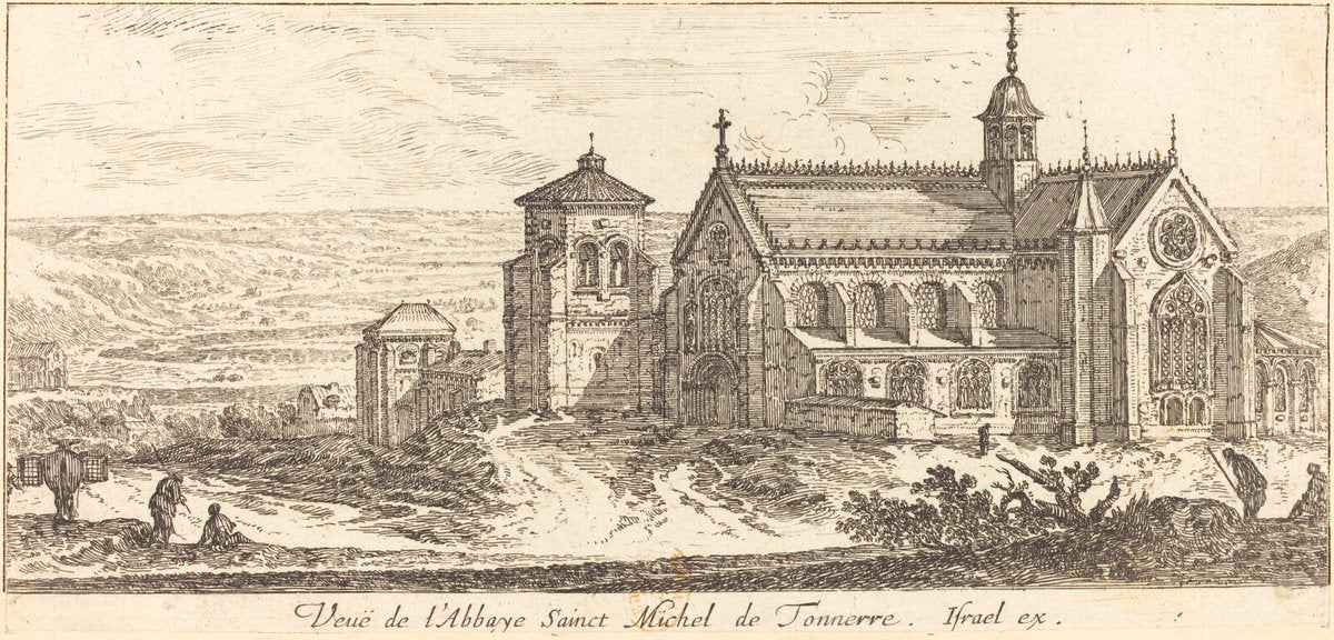 Veue de l'Abbaye Sainct Michel de Tonnerre by Israël Silvestre (French, 1621 - 1691), 16X12"(A3)Poster Print