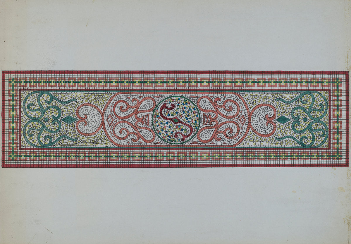 Mosaic Pattern in Doorstep by Ellen Duncan (American, active c. 1935), 16X12"(A3)Poster Print