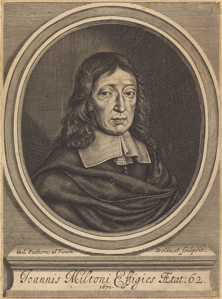 John Milton by William Faithorne (English, 1616 - 1691), 16X12"(A3)Poster Print