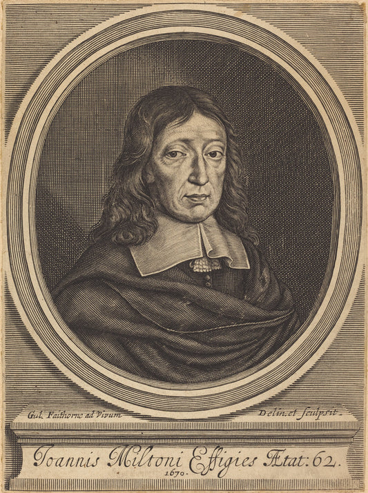John Milton by William Faithorne (English, 1616 - 1691), 16X12"(A3)Poster Print