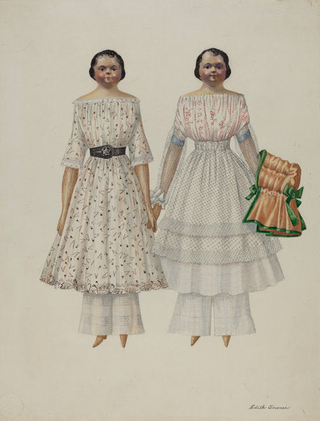 Dolls - "Molly and Polly" by Edith Towner (American, active c. 1935), 16X12"(A3)Poster Print