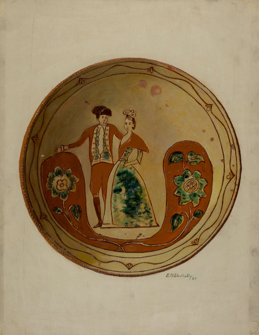 Pa. German Pie Plate by Eugene Shellady (American, active c. 1935), 16X12"(A3)Poster Print