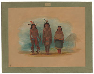 Three Taruma Indians by George Catlin (American, 1796 - 1872), 16X12"(A3)Poster Print