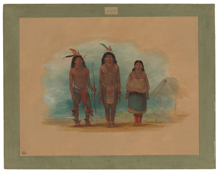 Three Taruma Indians by George Catlin (American, 1796 - 1872), 16X12