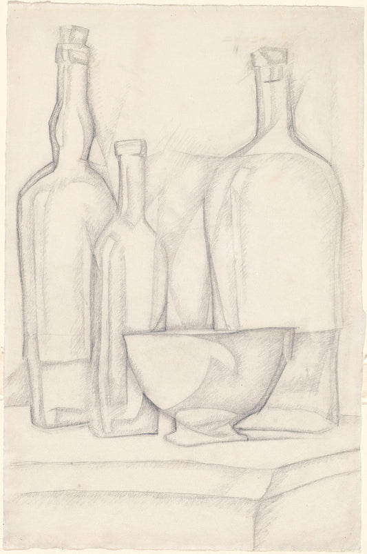 Bottles and Bowl by Juan Gris (Spanish, 1887 - 1927), 16X12"(A3)Poster Print