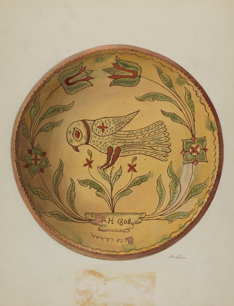 Pa. German Pie Plate by Albert Levone (American, active c. 1935), 16X12"(A3)Poster Print