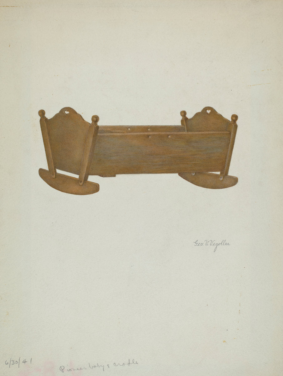 Pioneer Baby's Cradle by George V. Vezolles (American, 1885 - 1956), 16X12"(A3)Poster Print