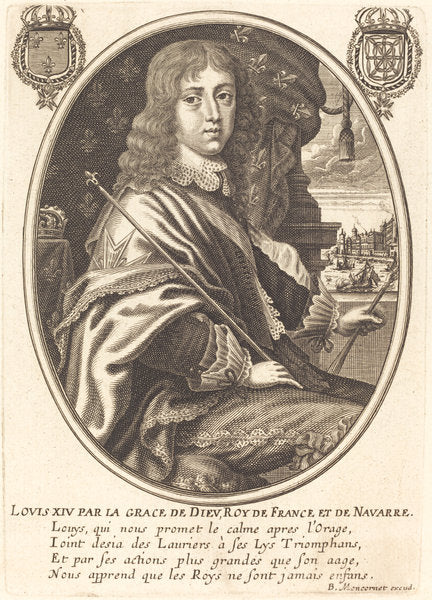 Louis XIV, King of France by Balthasar Moncornet (French, c. 1600 - 1668), 16X12"(A3)Poster Print