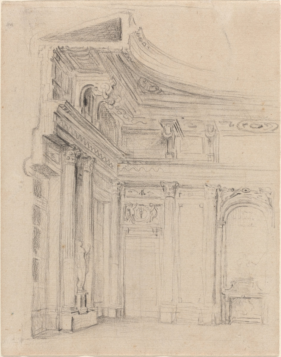 Corner of a Drawing Room by Gabriel Jacques de Saint-Aubin (French, 1724 - 1780), 16X12"(A3)Poster Print