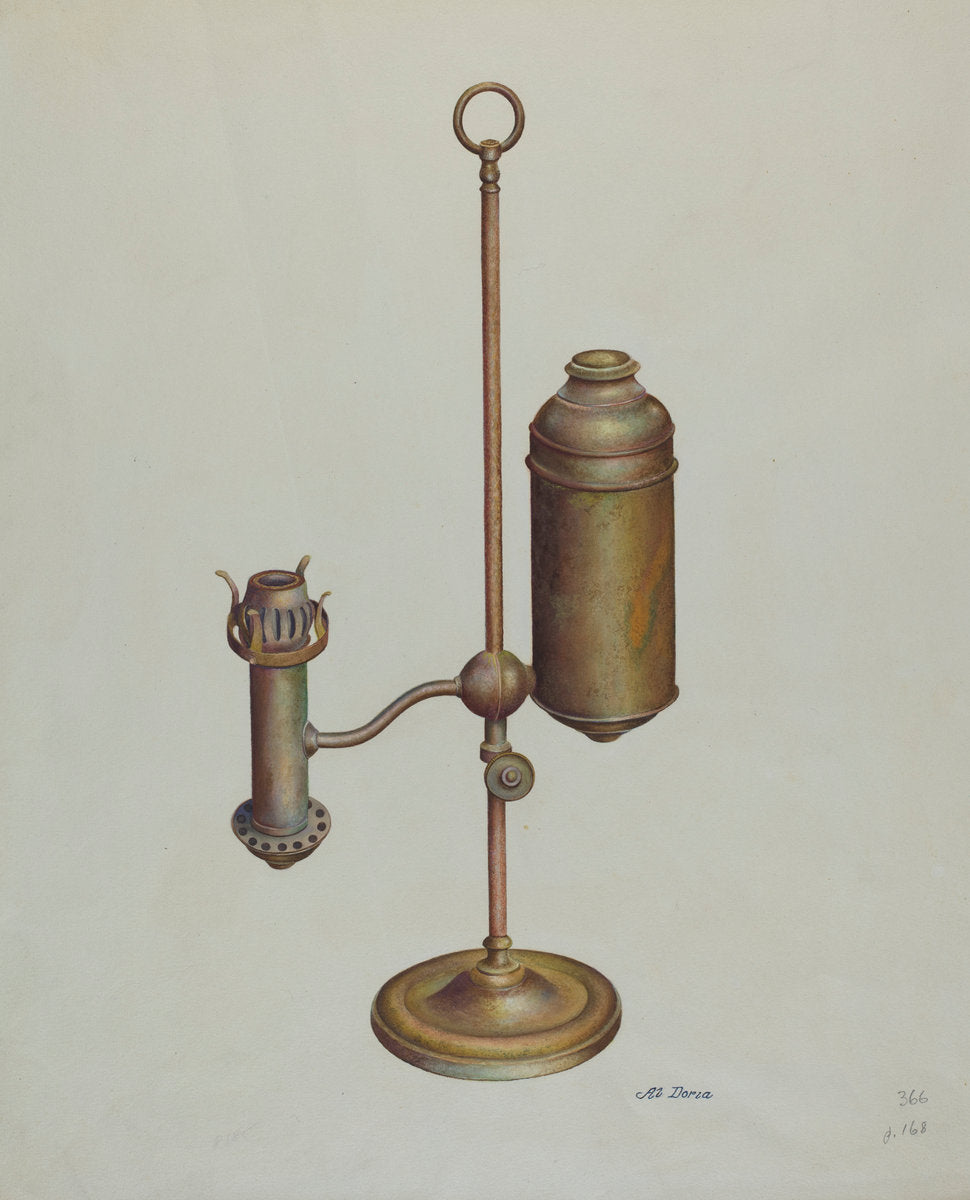Student Lamp by Alvin J. Doria (American, active c. 1935), 16X12"(A3)Poster Print