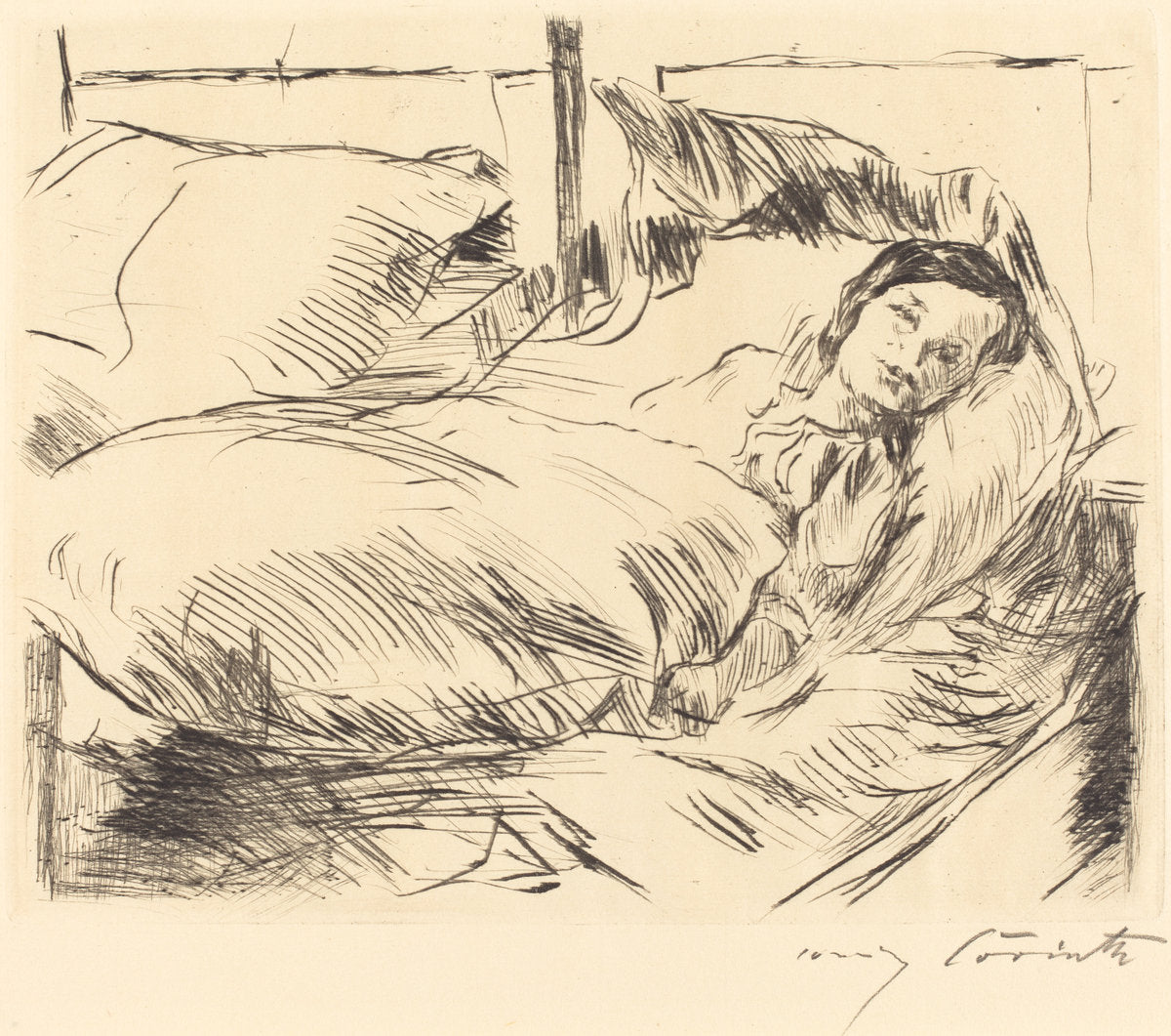 The Sick Child (Das Kranke Kind) by Lovis Corinth (German, 1858 - 1925), 16X12"(A3)Poster Print