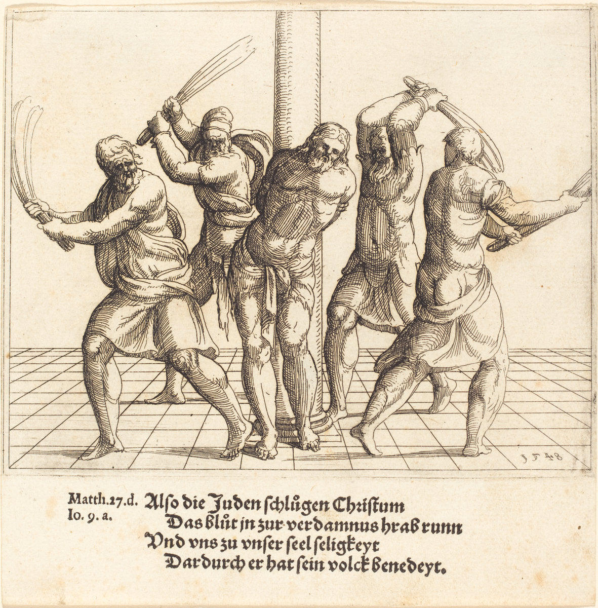 The Flagellation by Augustin Hirschvogel (German, 1503 - 1553), 16X12"(A3)Poster Print