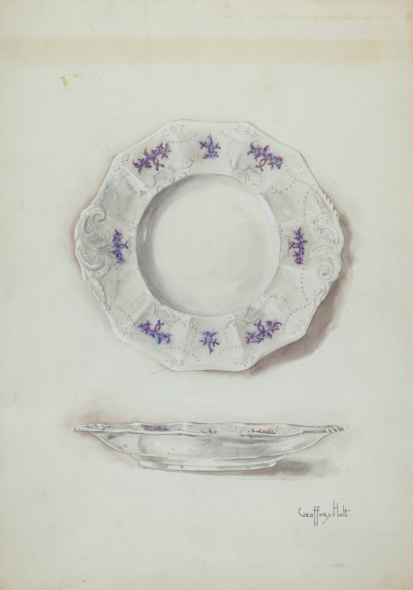 China Plate by Geoffrey Holt (American, active c. 1935), 16X12"(A3)Poster Print