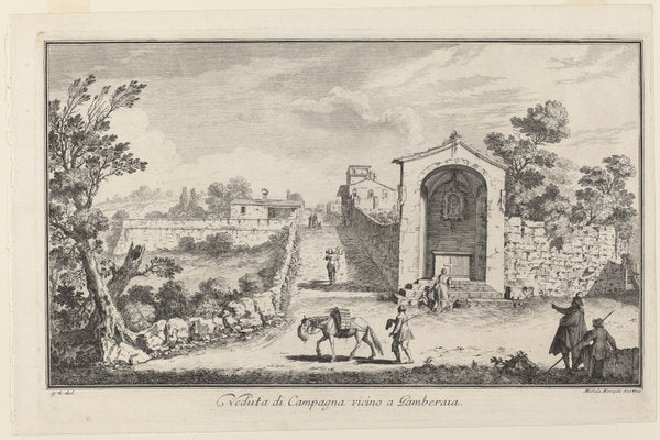 Veduta di Campagna vincino a Gamberaia by Michele Marieschi after Giuseppe Zocchi (Italian, 1710 - 1743), 16X12"(A3)Poster Print