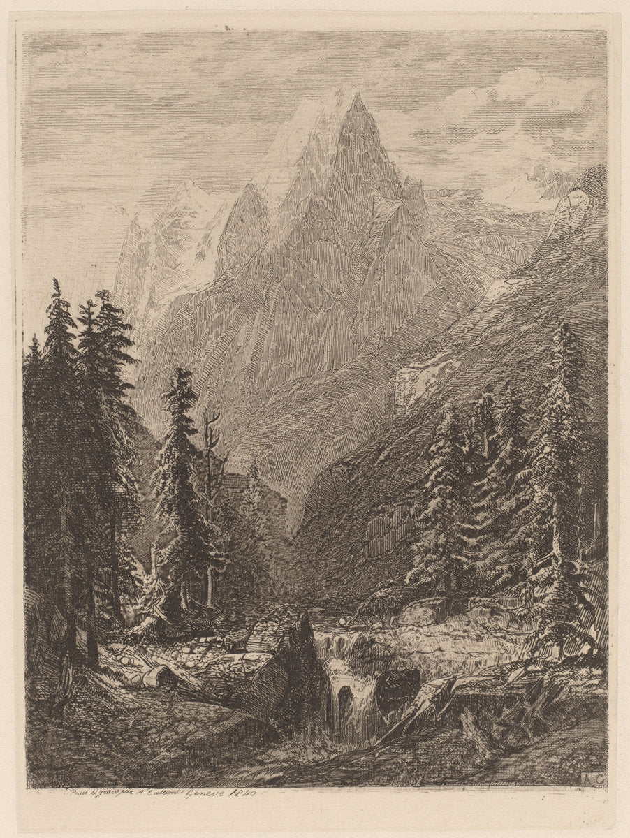 Mountain Meadow by Alexandre Calame (Swiss, 1810 - 1864), 16X12"(A3)Poster Print