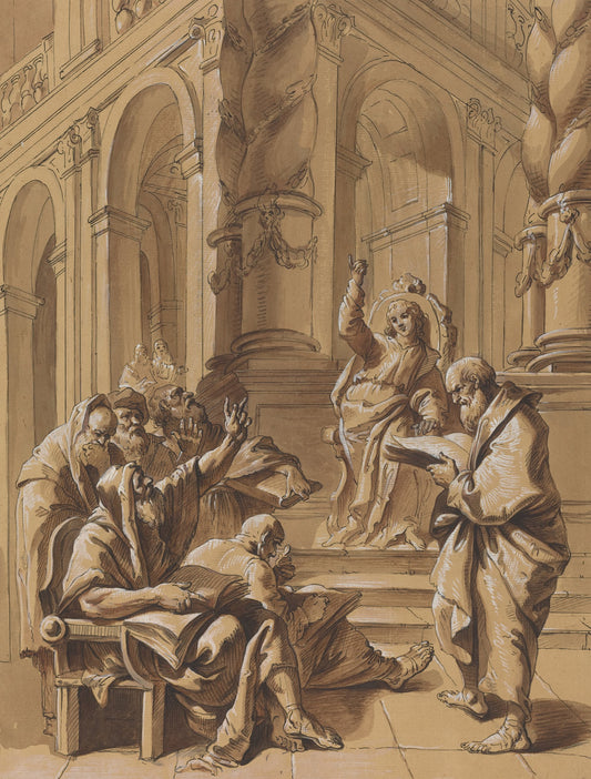 18th century by Follower of Francesco Fontebasso (Christ among the Doctors), 16X12"(A3)Poster Print
