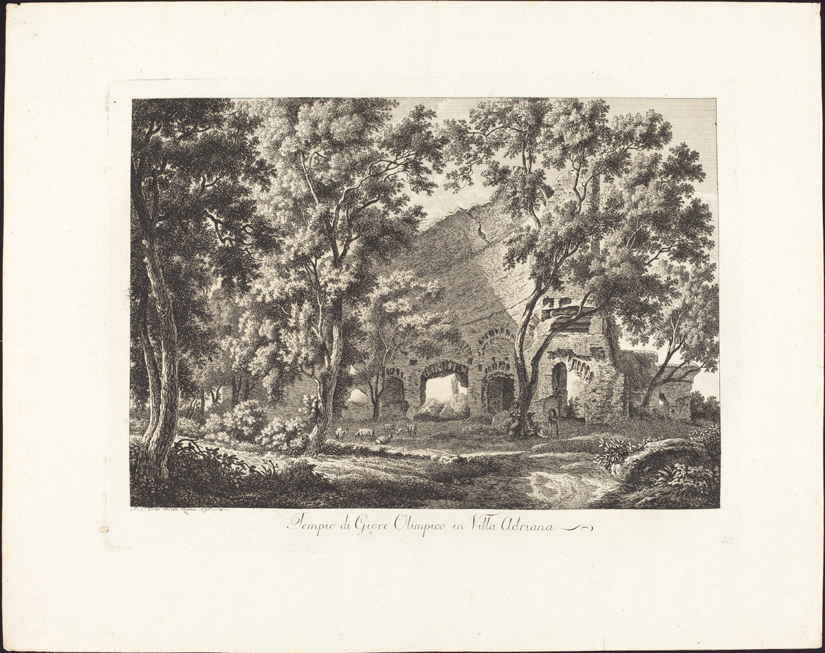 Tempio di Giove Olimpico in Villa Adriana by Albert Christoph Dies (Austrian, 1755 - 1822), 16X12"(A3)Poster Print