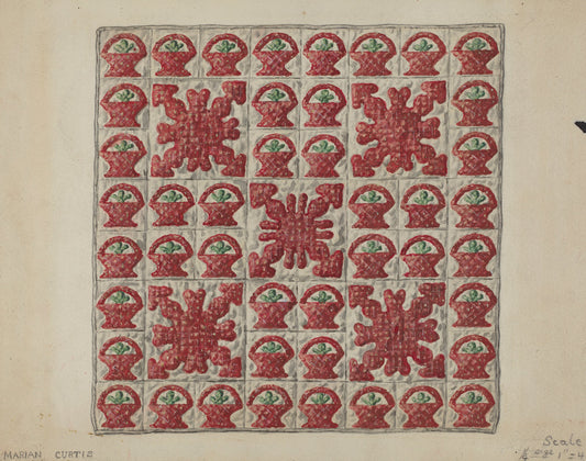 Applique Crib Coverlet by Marion Curtiss (American, active c. 1935), 16X12"(A3)Poster Print