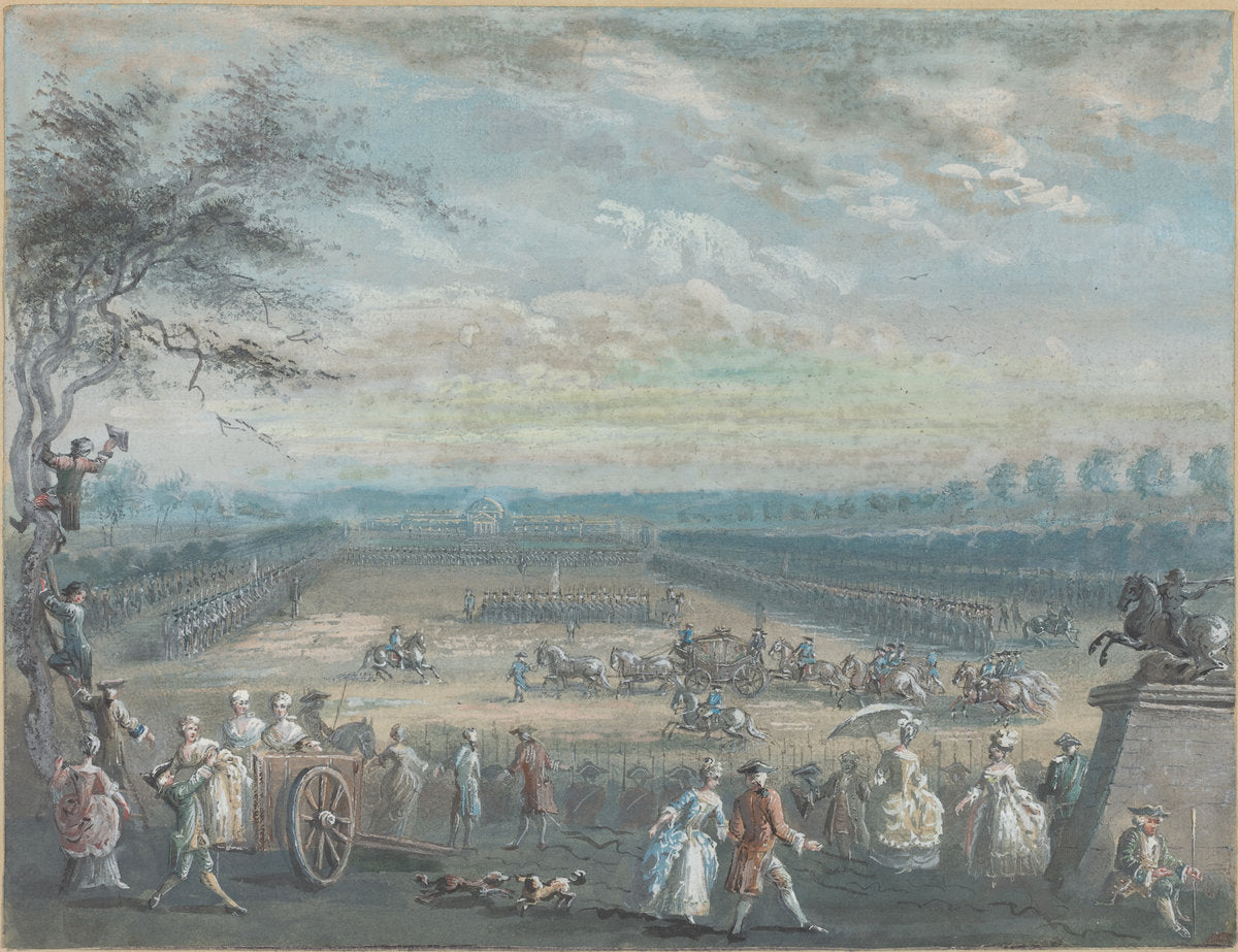 A Review on the Champs de Mars by Jean-Baptiste Le Paon (French, 1738 - 1785), 16X12"(A3)Poster Print