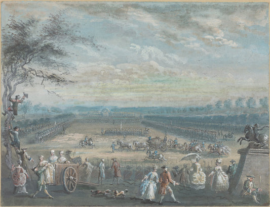 A Review on the Champs de Mars by Jean-Baptiste Le Paon (French, 1738 - 1785), 16X12"(A3)Poster Print